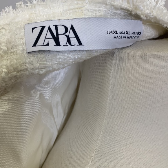 Zara Ivory Tweed Frayed Blazer (Like Balmain) Size XL Women Extra Large - Picture 15 of 16